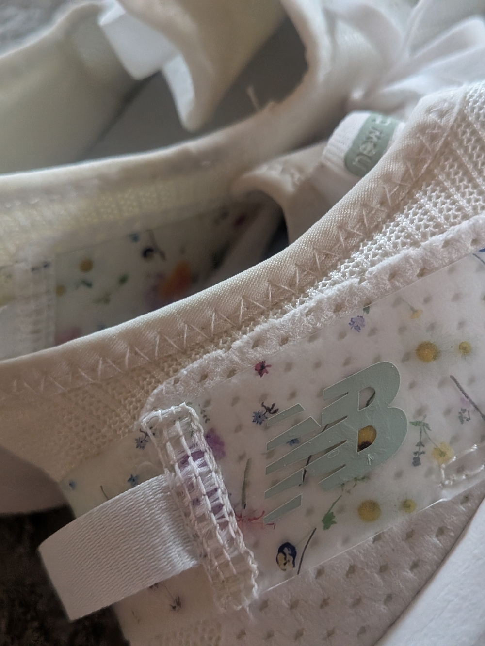 New Balance Women's White Athletic Sneakers with Pastel Floral Accent - Picture 2 of 4